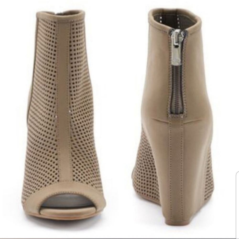 Juicy Couture Peep Toe Wedge Ankle Boots 6